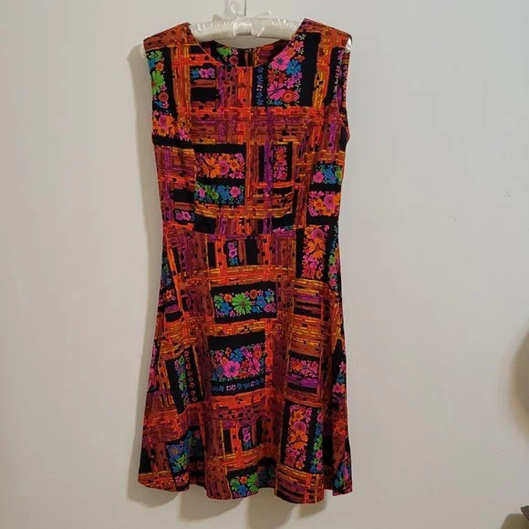 vintage tiki dress Pineapple Print Midi by Pineapple Moon S/M Custom Made The Crossneck Tiki Dress c.